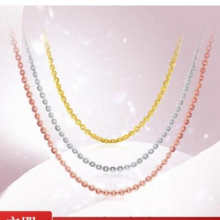 CHOW TAI SENG 周大生 18K金白色项链素链女 玫瑰金锁骨链