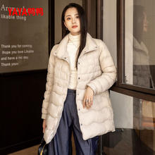 YAYA 鸭鸭羽绒服 女士2024冬季新品立领中长款时尚休闲百搭保暖鸭绒外套