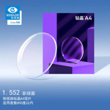 依视路（ESSILOR）钻晶A4单光眼镜片1.56非球面防蓝光双面防紫外线树脂配镜现片1片
