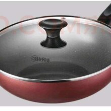 美的（Midea）炒锅 不粘锅 酒红色有盖 30cm