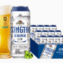 88VIP！TSINGTAO 青岛啤酒 白啤500ml*12+赠青岛啤酒玻璃对杯2只
