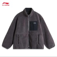 PLUS会员：李宁 保暖丨针织 复古摇粒绒舒适宽松运动外套AFDUC95