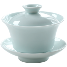 左茗右器 青瓷盖碗茶杯 景德镇陶瓷三才杯 泡茶碗 功夫茶具家用泡茶器 富贵粉青盖碗-150ml