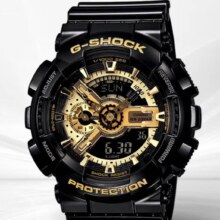卡西欧 G-SHOCK手表黑金系列 双显防水手表