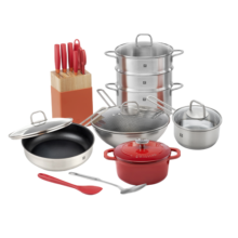 双立人（ZWILLING）Nova Plus套装炒锅不粘平底煎锅蒸锅珐琅锅菜刀炊具刀具锅具全套 安居乐业16件套