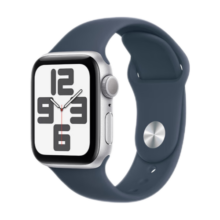 Apple Watch SE  智能手表GPS款40毫米银色铝金属表壳风暴蓝色运动型表带M/L 健康电话手表MRE23CH/A