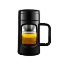 富光玻璃杯男女办公双层大容量水杯带把茶水分离泡茶杯子带茶隔家居馆