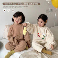 SHILIAO 诗莉奥 儿童加绒睡衣套装 加厚保暖内衣套装