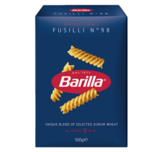 百味来Barilla #98意大利进口螺旋形意大利面500g 低脂速食意面面条盒装