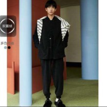 GXG 男士家居服套装 棒球领短绒