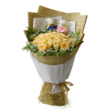 浪漫季节鲜花速递同城配送红玫瑰花束表白求婚送女友生日礼物全国花店配送 33朵香槟+黄英满天星 今日达-【可预约送花时间】