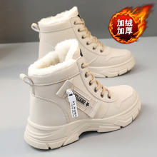 私姿 真皮雪地靴女2024冬季新款加绒高帮棉鞋防水防滑学生鞋保暖短靴子