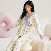ROVO 月子服春秋纯棉100%产后哺乳家居服冬睡衣秋季薄款10月份产妇