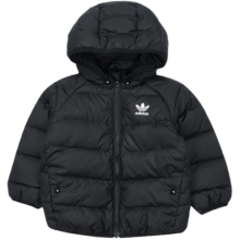 adidas三叶草 男童宽松防风保暖圆领连帽羽绒服