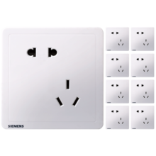 西门子（SIEMENS） 墙壁开关插座面板 致典系列雅白色 斜五孔10只量贩装