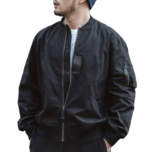 马登工装 美式复古MA-1飞行员夹克休闲棒球服短款外套春秋男潮痞帅 黑色 L