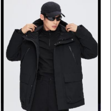 20点：BOSIDENG 波司登 鹅绒羽绒服男士 一手长连帽都市轻机能外套B40144323 黑色8056 L 180/100A