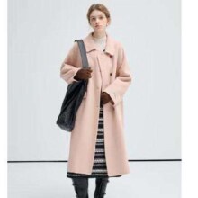 20点开始：VEGA CHANG 高含量绵羊毛 双面呢女2024秋冬减龄粉色韩系大衣 奶杏粉