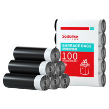 Sodolike抽绳垃圾袋 清洁自收口垃圾袋 黑色100只*45*50cm