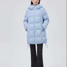ERAL 艾莱依 连帽抽绳A字显瘦羽绒服女中长款 6022401100