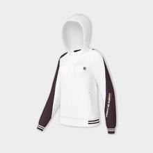 FILA 斐乐 女装户外健身运动外套女士宽松长袖拼色针织连帽外套