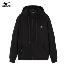 美津浓MIZUNO户外休闲卫衣男春秋冬季连帽开衫加绒加厚外套男纯色宽松