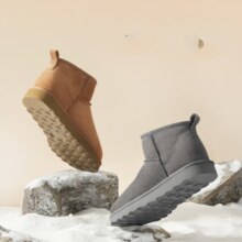 京东 百亿补贴、plus会员:京东京造 雪地靴男冬季羊皮毛一体 灰色42