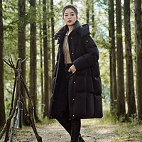 TANBOER 坦博尔 鹅绒羽绒服女过膝长款保暖可脱卸帽外套 高充绒量鹅绒！