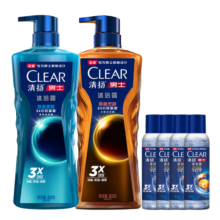 清扬（CLEAR）男士古龙香氛沐浴露雨林600g+深海600g+沐浴露100g*4