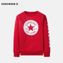 Converse匡威儿童装男童套头卫衣秋季长袖毛圈圆领上衣女童运动休闲打底衫 探戈红-加绒 120(6)