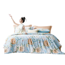 PLUS会员：FUANNA 富安娜 圣之花 40支纯棉印花 4件套/1.5米床(203*229cm)
