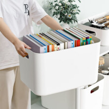 PLUS会员：稻草熊 桌面收纳盒 白色小号 21*14*8cm  升级加厚-无盖款