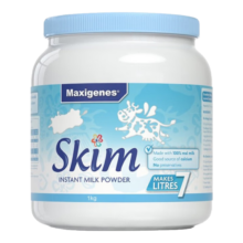 PLUS会员：Maxigenes 美可卓 蓝胖子 脱脂牛奶粉 1kg
