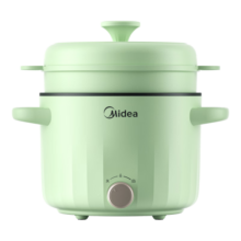 美的（Midea）电煮锅 泡面火锅宿舍小电锅 多功能多用途锅 2.6L蒸煮一体锅电蒸锅XZE2066 配蒸笼【国家补贴】