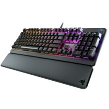 冰豹ROCCAT Pyro派罗RGB游戏机械键盘人体工学发光键盘带手托（和平精英吃鸡键盘） 黑色(RGB)红轴