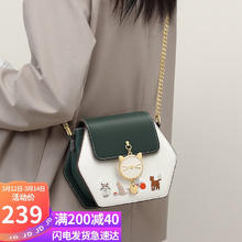 VINEY 牛皮包包女包时尚斜挎包休闲链条小包轻奢单肩包品牌百搭高级感实用 绿色