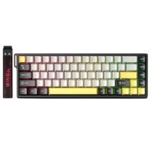 AULA 狼蛛 WiN 68HE MAX 68键 有线机械键盘 黑灰黄三拼 咏春磁轴 RGB