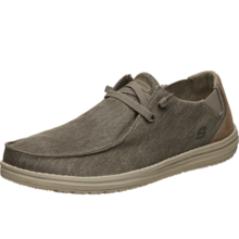 斯凯奇（Skechers）男鞋夏季商务休闲鞋季百搭时尚帆布鞋舒适复古一脚蹬66387 卡其色/KHK 42