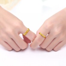 老庙黄金戒指足金情侣对戒一生所爱神话悟空紧箍咒送女友情人节礼物 约2.8g（女戒）
