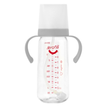 爱得利（evorie）奶瓶 带手柄带重力球宽口径宝宝Tritan奶瓶300ml灰（6个月+）