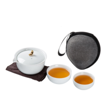 金镶玉 茶壶茶杯功夫茶具套装 办公室旅行泡茶送礼品盒收纳 月亮快客杯