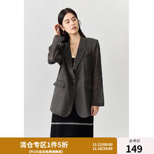DUSHU 独束 大码女装高级质感简约优雅西装2024秋季松弛感H廓形外套 岩灰色 2
