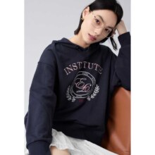 27日10点开始：Eifini 伊芙丽 学院风重工撞色绣花卫衣女 1F89012012 藏青