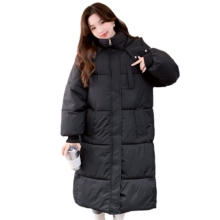 真维斯 经典百搭连帽中长款加厚防风御寒保暖棉衣棉服外套女