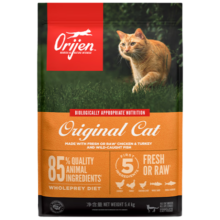 Orijen渴望全价通用猫粮 成猫幼猫干粮 天然无谷原味鸡肉5.4kg效期25/10
