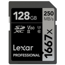 雷克沙雷克沙SD卡 128G相机内存卡sdxc存储卡单反微单相机4K U3 V60 SD卡 UHS-II SD卡 128G 读250MB/s写120MB/s 新升级SD卡1667X Pro版 写速大幅