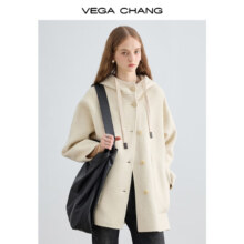 20点开始：VEGA CHANG 双面呢子大衣女 宽松显瘦高级感羊毛呢外套 浅米白