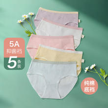 六月玫瑰 内裤女舒适柔棉健康透气女士内裤小清新高弹纯棉裆5条装 组合二 5条 L