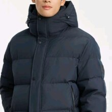 20点：雪中飞 羽绒服男士高冲绒加厚冬连帽潮流简约纯色百搭保暖防寒服羽绒外套 黑色