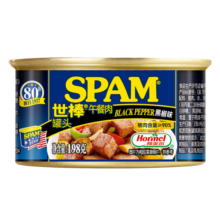 世棒（SPAM）午餐肉罐头黑椒口味198g 早餐火锅烧烤香锅食材 开罐即食应急装